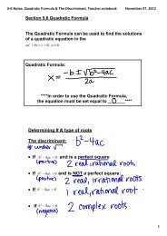 5-6 Notes, Quadratic Formula & The Discriminant, Teacher.notebook