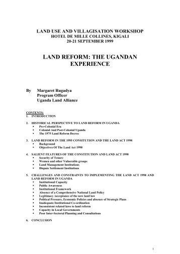 Land Reform in Uganda: Problems and Challenges - Mokoro
