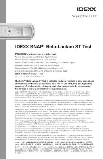 SNAP Beta-Lactam ST Insert - IDEXX Laboratories