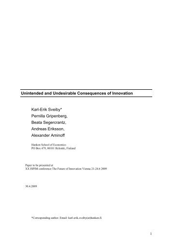 Unintended and Undesirable Consequences of Innovation - Sveiby ...