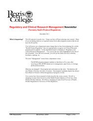 Regulatory and Clinical Research Management ... - Regis College