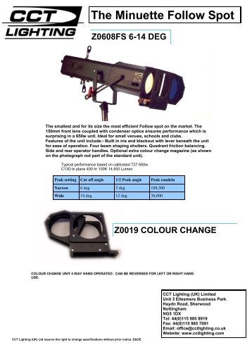 The Minuette Follow Spot - CCT Lighting