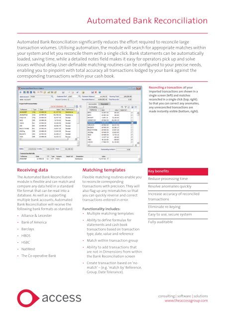 Automated Bank Reconciliation software - Access Accounting