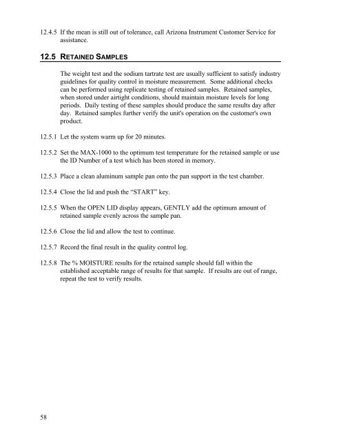 Computrac MAX-1000 User's Manual - Arizona Instrument