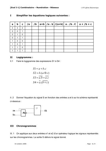 Evaluation rÃ©vision Logique combinatoire