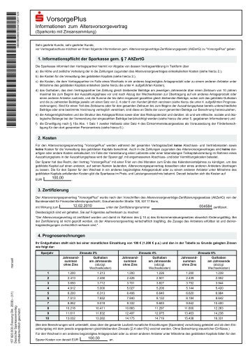 Informationen zum S-Vorsorge Plus Vertrag - Sparkasse Westholstein