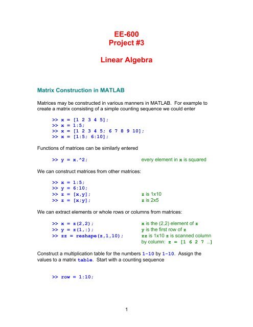 Linear Algebra Capitol College Faculty Pages