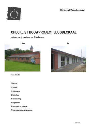 CHECKLIST BOUWPROJECT JEUGDLOKAAL - Chiro