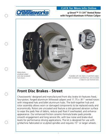 Front Disc Brakes - Street - Chris Alston's Chassisworks