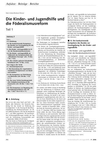 Die Kinder- und Jugendhilfe und die FÃ¶deralismusreform