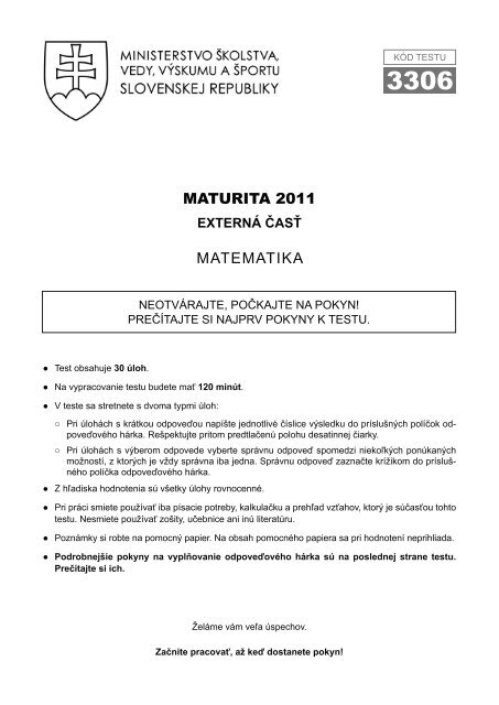 MATURITA 2011 MATEMATIKA - NÃšCEM