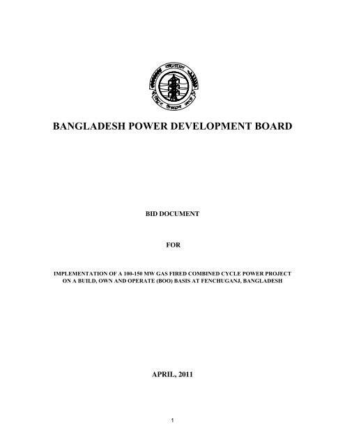 Fenchuganj 100-150 MW- Gas Based Project-Bid Document ... - BPDB