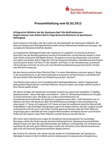 Pressemitteilung vom 02.02.2012 - Sparkasse Bad Tölz ...