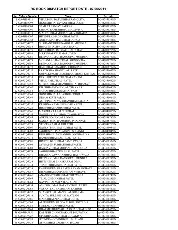 RC BOOK DISPATCH REPORT DATE - 07/06/2011 - Surat R.T.O.