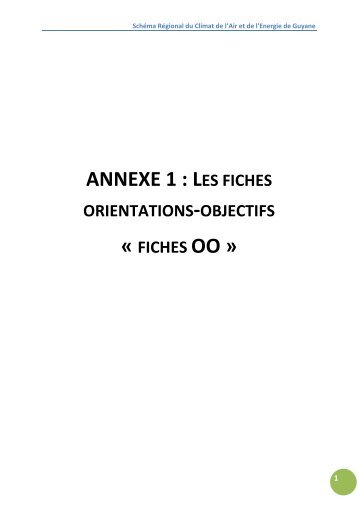 Annexe 1 : Les fiches Orientations-Objectifs - Région Guyane