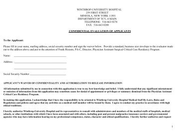 Letter of Recommendation - Winthrop University Hospital