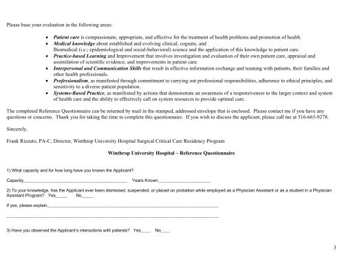 Letter of Recommendation - Winthrop University Hospital