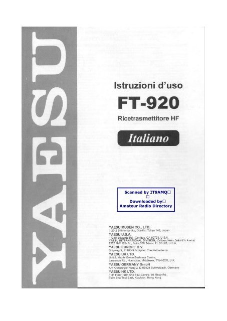 Yaesu - FT-920 Manuale d'uso