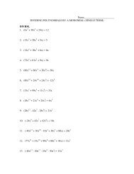 Dividing by Monomials Worksheet