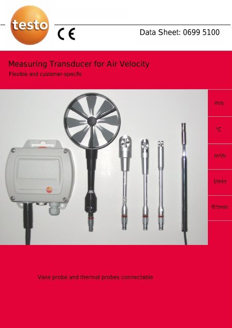 Data Sheet: 0699 5100 Measuring Transducer for Air Velocity