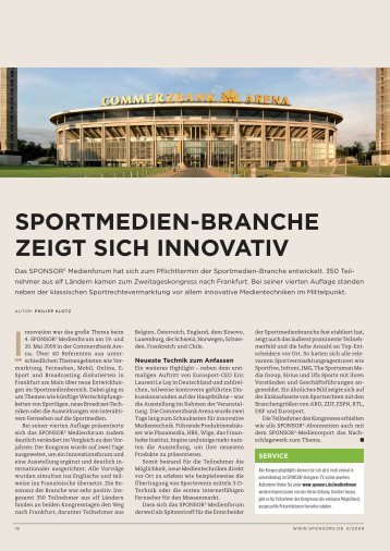 SPORTMEDIEN-BRANCHE ZEIGT SICH INNOVATIV - SPONSORs