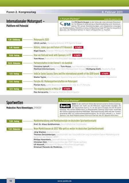 PROGRAMM 2011 - SPONSORs