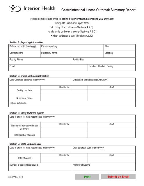 Gastrointestinal Illness Outbreak Summary Report Interior