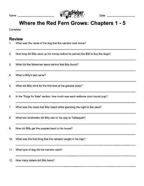 where the red fern grows book summary