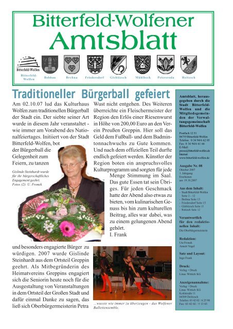 Amtsblatt Amtsblatt Amtsblatt Amtsblatt - Stadt Bitterfeld-Wolfen