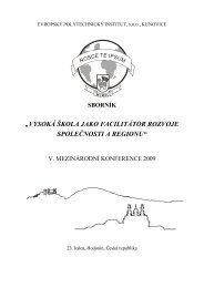 vysokÃ¡ Å¡kola jako facilitÃ¡tor rozvoje spoleÄnosti a regionu - EvropskÃ½ ...