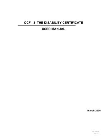OCF 3 - The Disability Certificate - User Manual - HCAI