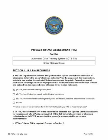 Automated Case Tracking System (ACTS 5.0) - Air Force Privacy Act