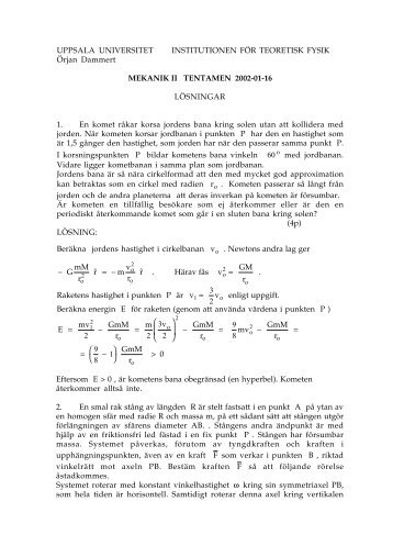 Mekanik II 020116 - Uppsala universitet