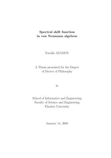 Spectral shift function in von Neumann algebras Nurulla AZAMOV A ...