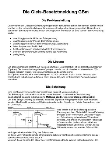 Die Gleis-Besetztmeldung GBm - Die Gotthardbahn