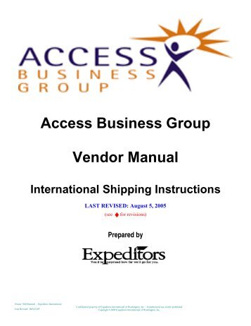 Access Business Group Vendor Manual - Supplier Portal