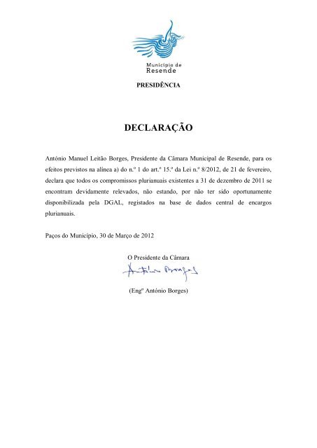 Lei dos Compromissos - CÃ¢mara Municipal de Resende