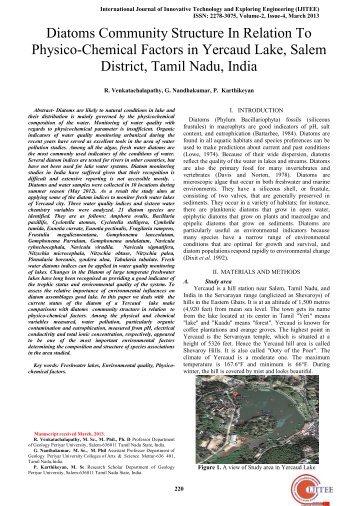 Diatoms Community Structure In Relation To Physico-Chemical ...