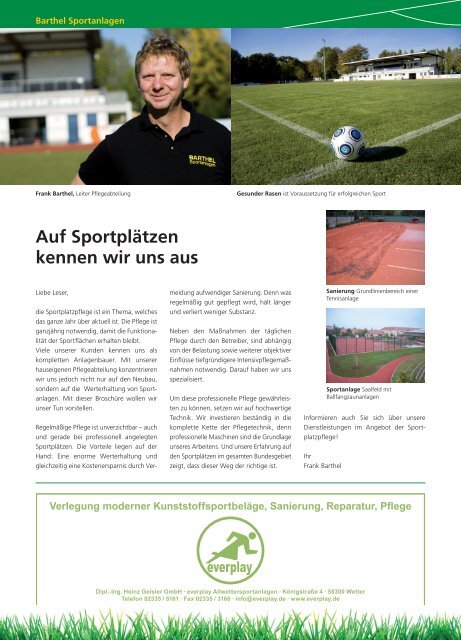 Wir pflegen Sportplätze - Barthel Sportanlagen GmbH