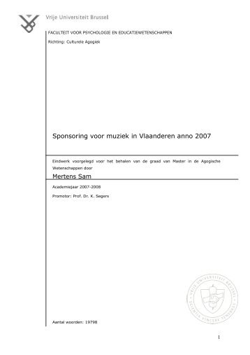 Sponsoring voor muziek in Vlaanderen anno 2007 - Poppunt