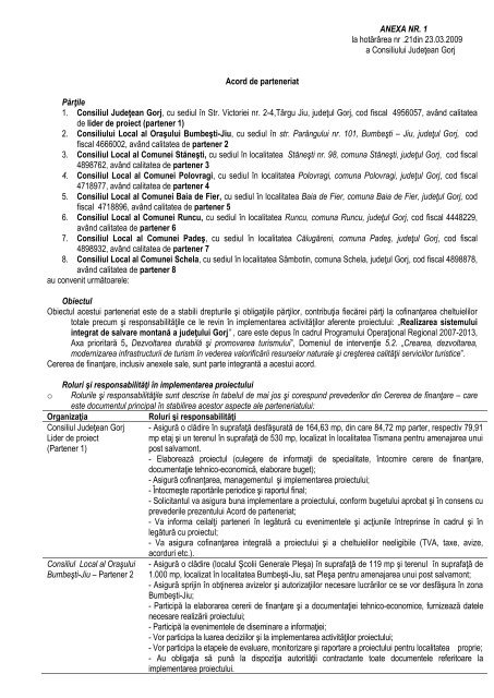 privind aprobarea acordului de parteneriat pentru proiectul ...