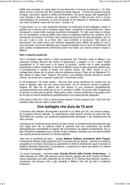 Sentenza del Tribunale civile di Milano | FIO.pds - Avvocato di strada