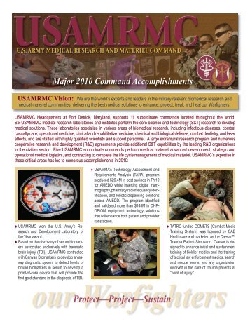 2010 (PDF 3.0 MB) - US Army Medical Research and Materiel ...