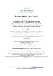 Banqueting Dinner Menu Options - The Ardilaun Hotel Galway