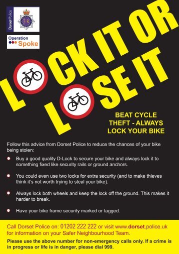always lock your bike - Dorset Police