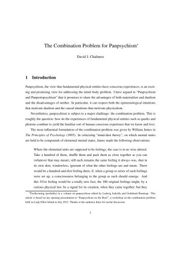 The Combination Problem for Panpsychism - David Chalmers