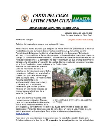 carta del cicra letter from cicra - Amazon Conservation Association