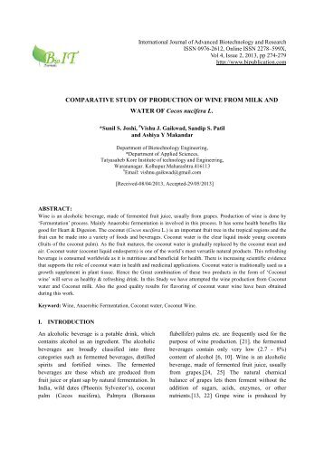 COMPARATIVE STUDY OF PRODUCTION OF WINE FROM MILK ...