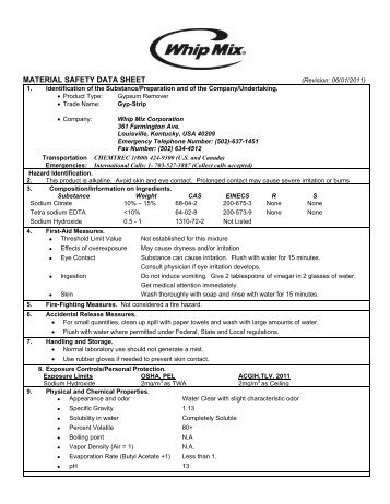 Gyp-Strip MSDS - Whip Mix