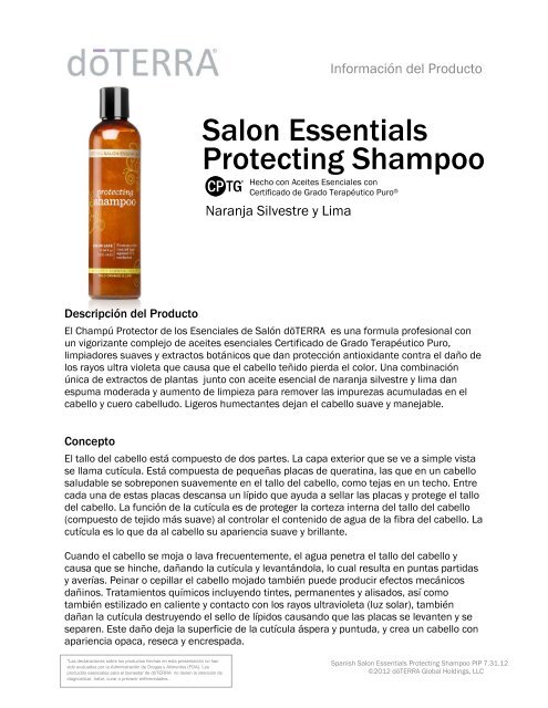 Salon Essentials Protecting Shampoo Product ... - dÅTERRA Tools